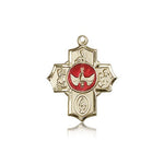 5 Way Cross Pendant, 14 Karat Gold - 14 KT Yellow Gold