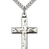 Cross Pendant, Sterling Silver - 24" 2.4mm Rhodium Plate Endless Chain