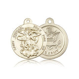 St. Michael Army Medal, 14 Karat Gold - 14 KT Yellow Gold