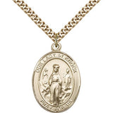 Our Lady of Knock Medal, Gold Filled, Large - 24" 2.4mm Gold Plated Chain + Clasp