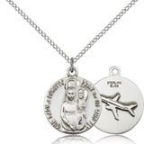 Our Lady of Loretto Medal, Sterling Silver - 18" 1.2mm Sterling Silver Chain + Clasp