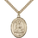 St. Walburga Medal, Gold Filled, Large - 24" 2.4mm Gold Plated Chain + Clasp