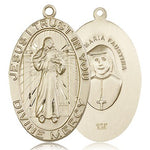 Divine Mercy Medal, 14 Karat Gold - 14 KT Yellow Gold
