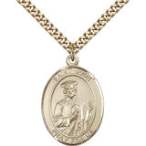 St. Jude Thaddeus Medal, Gold Filled, Large - 24" 2.4mm Gold Plated Chain + Clasp