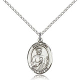 St. Jude Thaddeus Medal, Sterling Silver, Medium - 18" 1.2mm Sterling Silver Chain + Clasp