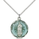 Our Lady of Guadalupe Medal, Sterling Silver - 18" 1.2mm Sterling Silver Chain + Clasp