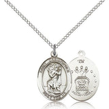 St. Christopher Air Force Medal, Sterling Silver, Medium - 18" 1.2mm Sterling Silver Chain + Clasp