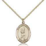 St. Christopher Lacrosse Medal, Gold Filled, Medium - Gold-tone