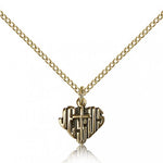 Heart of Jesus Cross Pendant, Gold Filled - Gold-tone