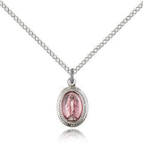 Miraculous Medal, Sterling Silver - 18" 1.2mm Sterling Silver Chain + Clasp