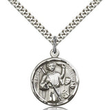 Genesius Medal, Sterling Silver - 24" 2.4mm Rhodium Plate Endless Chain