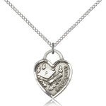 Graduation Heart Medal, Sterling Silver - 18" 1.2mm Sterling Silver Chain + Clasp