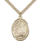 St. Edburga of Winchester Medal, Gold Filled, Large - 24" 2.4mm Gold Plated Chain + Clasp