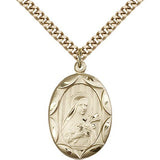 St. Theresa Medal, Gold Filled - 24" 2.4mm Gold Plated Endless Chain