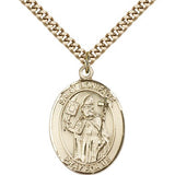 St. Boniface Medal, Gold Filled, Large - 24" 2.4mm Gold Plated Chain + Clasp