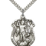 St. Michael the Archangel Medal, Sterling Silver - 24" 2.4mm Rhodium Plate Endless Chain
