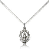 Miraculous Medal, Sterling Silver - 18" 1.2mm Sterling Silver Chain + Clasp