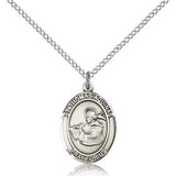 St. Thomas Aquinas Medal, Sterling Silver, Medium - 18" 1.2mm Sterling Silver Chain + Clasp