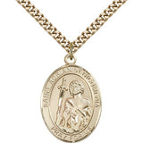 St. Adrian of Nicomedia Medal, Gold Filled, Large - 24" 2.4mm Gold Plated Chain + Clasp
