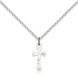 Cross Pendant, Sterling Silver - 18" 1.2mm Sterling Silver Chain + Clasp