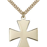Surfer Cross Pendant, Gold Filled - 24" 2.4mm Gold Plated Endless Chain