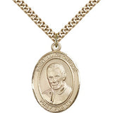 St. Luigi Orione Medal, Gold Filled, Large - 24" 2.4mm Gold Plated Chain + Clasp