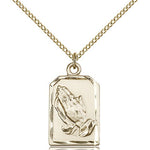 Praying Hands Medal, Gold Filled - Gold-tone