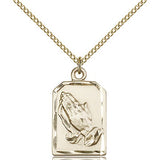 Praying Hands Medal, Gold Filled - Gold-tone