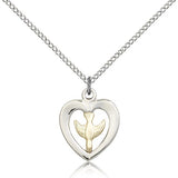 Holy Spirit Medal, Two-Tone - 18" 1.2mm Sterling Silver Chain + Clasp