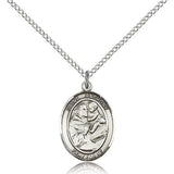 St. Anthony of Padua Medal, Sterling Silver, Medium - 18" 1.2mm Sterling Silver Chain + Clasp