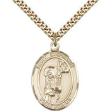 St. Stephanie Medal, Gold Filled, Large - 24" 2.4mm Gold Plated Chain + Clasp
