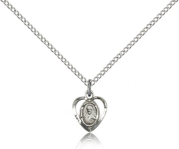 Scapular Medal, Sterling Silver - 18" 1.2mm Sterling Silver Chain + Clasp