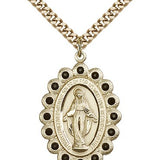 Miraculous Medal, Gold Filled - 24" 2.4mm Gold Plated Endless Chain