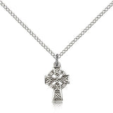 Celtic Cross Pendant, Sterling Silver - 18" 1.2mm Sterling Silver Chain + Clasp