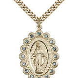 Miraculous Medal, Gold Filled - 24" 2.4mm Gold Plated Endless Chain