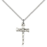 Nail Cross Pendant, Sterling Silver - 18" 1.2mm Sterling Silver Chain + Clasp