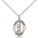 St. Christopher Lacrosse Medal, Sterling Silver, Medium - 18" 1.2mm Sterling Silver Chain + Clasp
