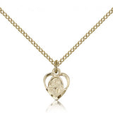 Women's Heart Shaped 14kt Gold Filled St. Anthony of Padua Pendant - 18" 1.2mm 14kt Gold Filled Chain + Clasp