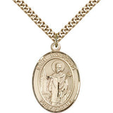 St. Wolfgang Medal, Gold Filled, Large - 24" 2.4mm Gold Plated Chain + Clasp