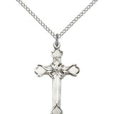 Cross Pendant, Sterling Silver - 18" 1.2mm Sterling Silver Chain + Clasp
