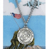 Round St. Michael Marines Medal and Prayer Card Set - Silver-tone