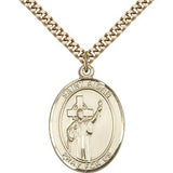 St. Aidan of Lindesfarne Medal, Gold Filled, Large - 24" 2.4mm Gold Plated Chain + Clasp