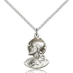 Head of Christ Medal, Sterling Silver - 18" 1.2mm Sterling Silver Chain + Clasp