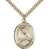 St. Rose of Lima Medal, Gold Filled, Large - 24" 2.4mm Gold Plated Chain + Clasp