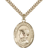 St. Elizabeth Ann Seton Medal, Gold Filled, Large - 24" 2.4mm Gold Plated Chain + Clasp