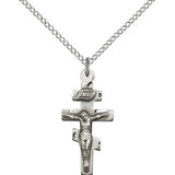 Crucifix Pendant, Sterling Silver - 18" 1.2mm Sterling Silver Chain + Clasp