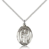 St. Stanislaus Medal, Sterling Silver, Medium - 18" 1.2mm Sterling Silver Chain + Clasp