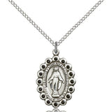 Miraculous Medal, Sterling Silver - 18" 1.2mm Sterling Silver Chain + Clasp