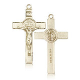 Women's 14 Karat Gold St. Benedict Crucifix Pendant - 14 KT Yellow Gold