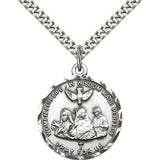 3-Doctors Medal, Sterling Silver - 24" 2.4mm Rhodium Plate Endless Chain